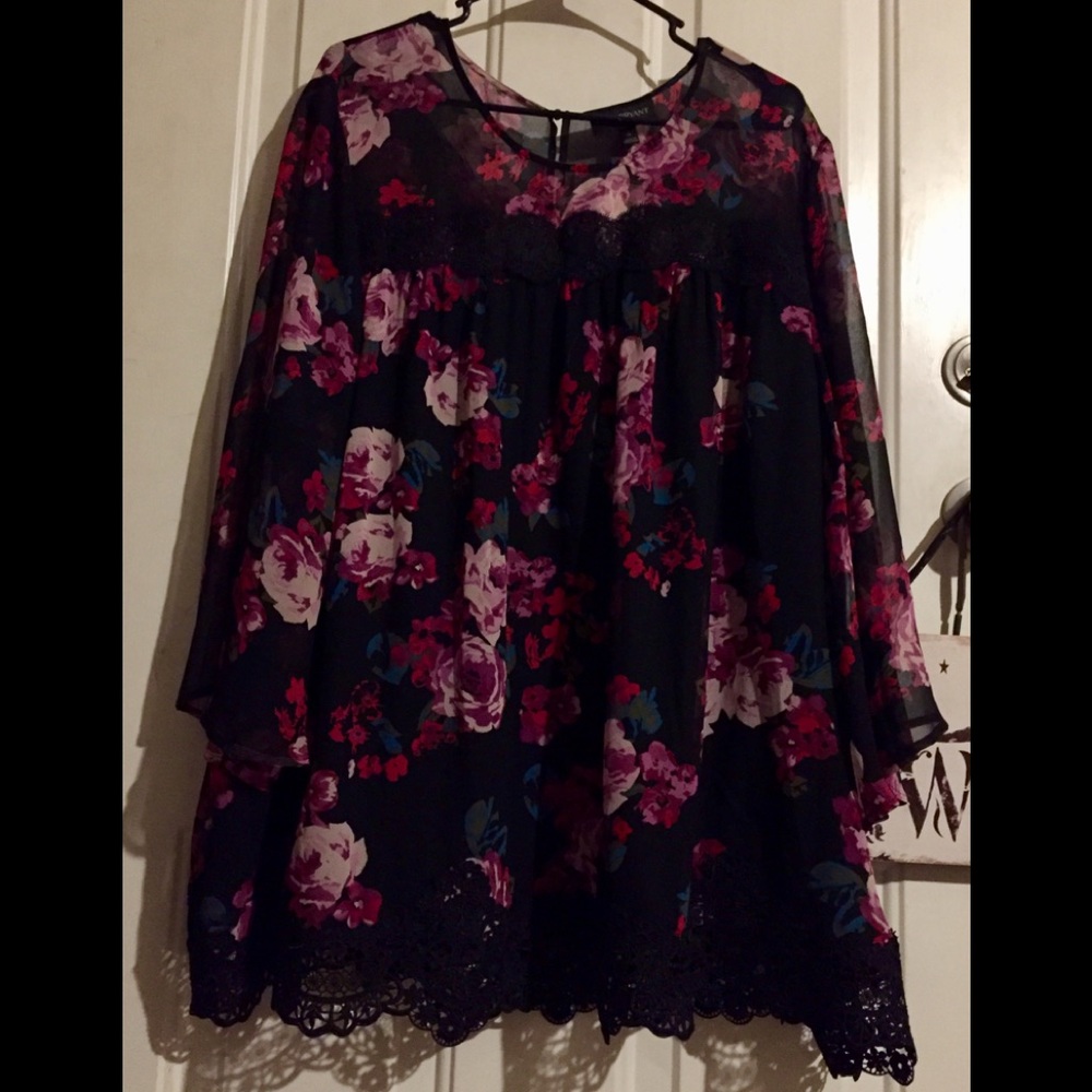 Lane Bryant Chiffon Floral Print Tunic